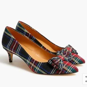 J.Crew Factory Esme tartan kitten heels with bow BC188 Plaid Holiday 8.5